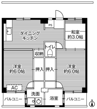 ビレッジハウス鎌倉3号棟 (405号室)の物件間取画像